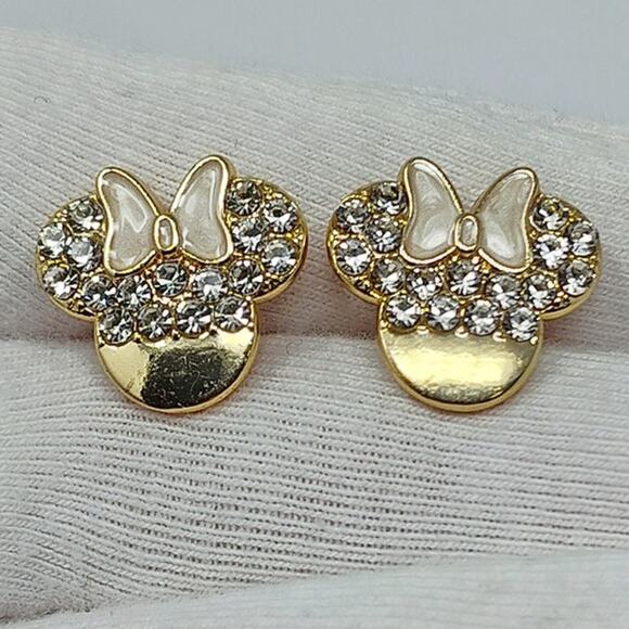 Disney x BaubleBar Minnie Mouse Gold Tone Stud Earrings - Picture 2 of 10